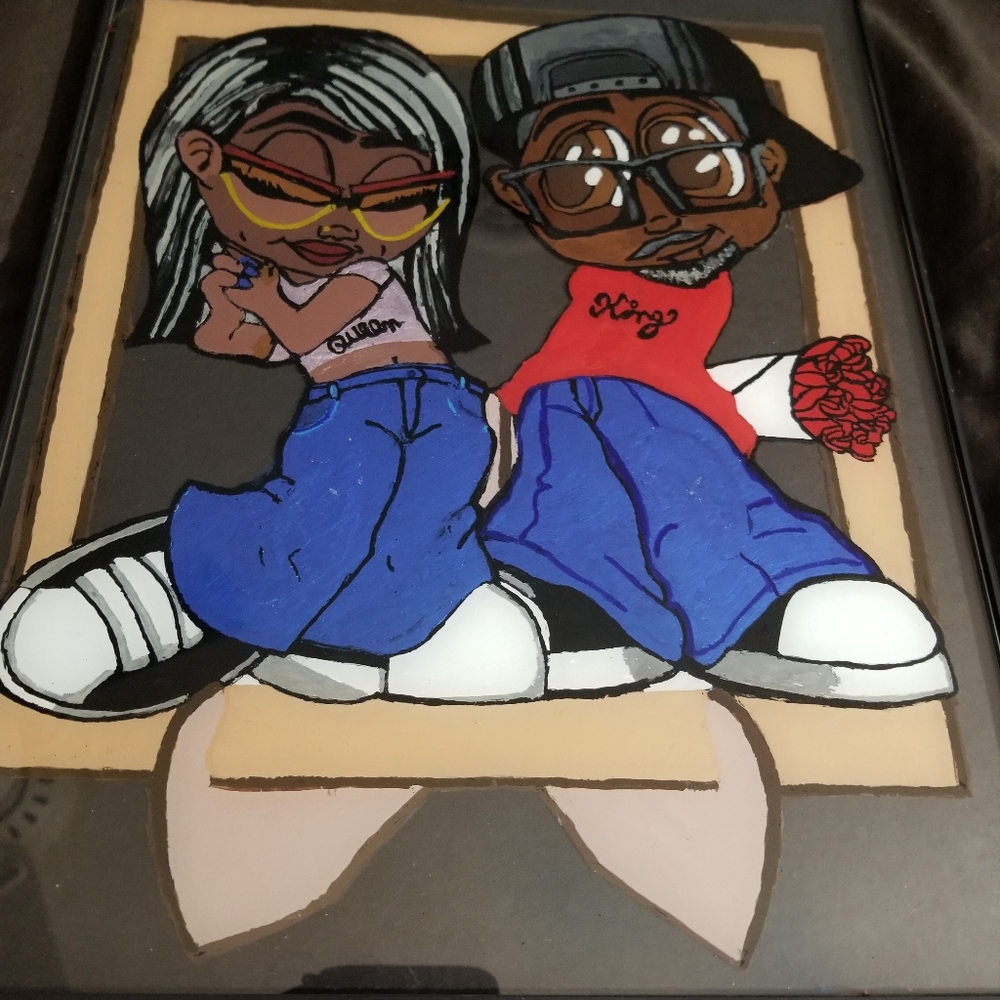 Glass Handcrafted Painted Acrylic Art Painting. 10 x 12.